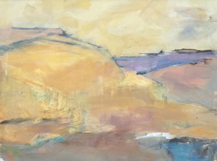 Billie Newey (Contemporary), Abstract landscape, signed, oil on board, 49 x 36cm
